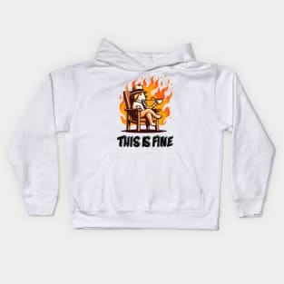 This Is Fine Funny Cute Kawaii Kids Hoodie